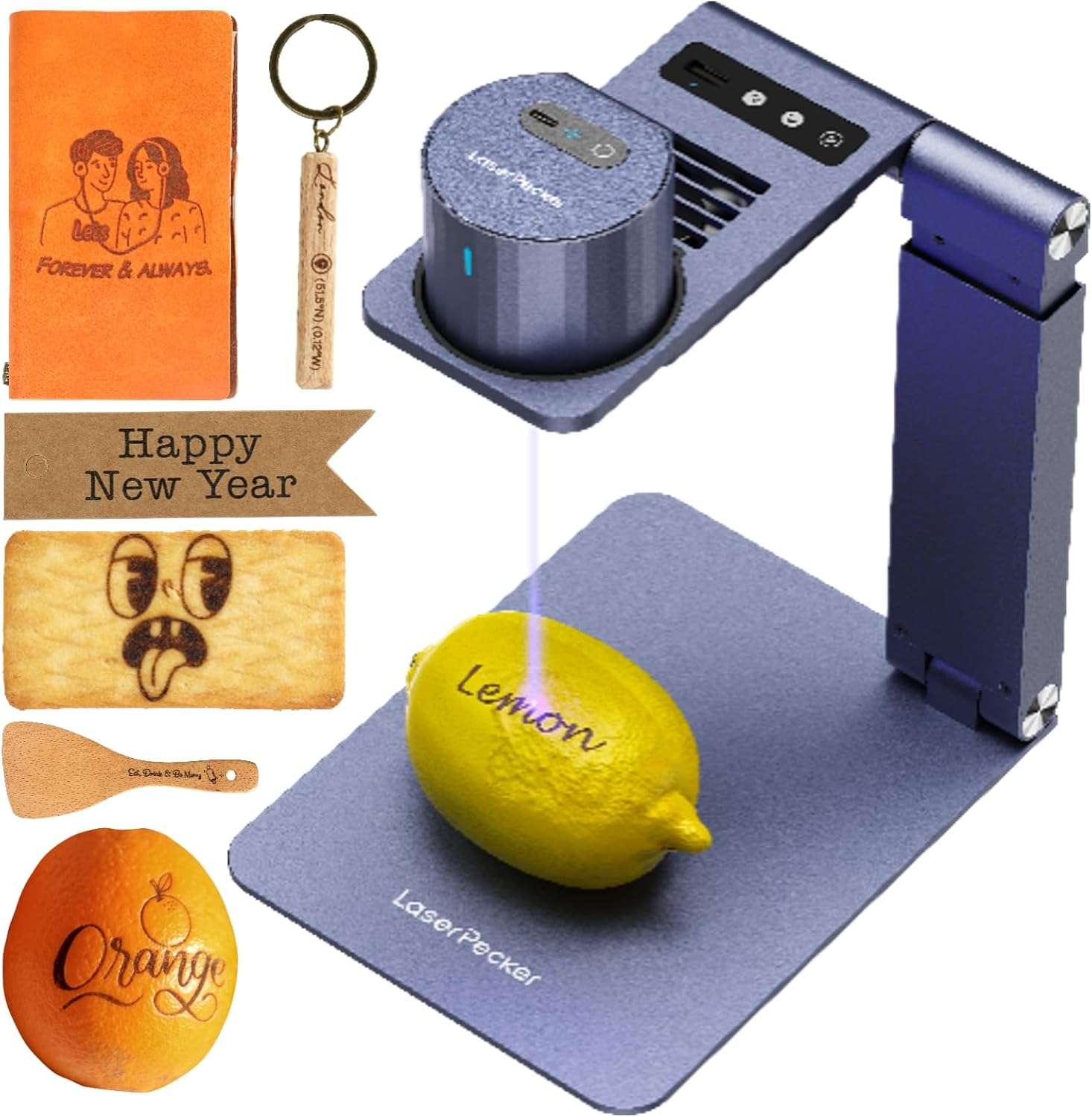 LaserPecker LP1 Plus Mini Laser Engraver with Auto-Focus Stand, Pocket-Sized Laser Engraving Machine, 360° Multi-Angle Engraving for Wood Leather Paper DIY Projects