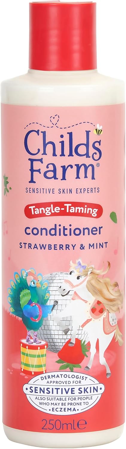 Childs Farm Tangle Taming Conditioner, Straight or Wavy Hair, Gentle, Tear Free, Strawberry and Mint, Kids, Baby, 250ml