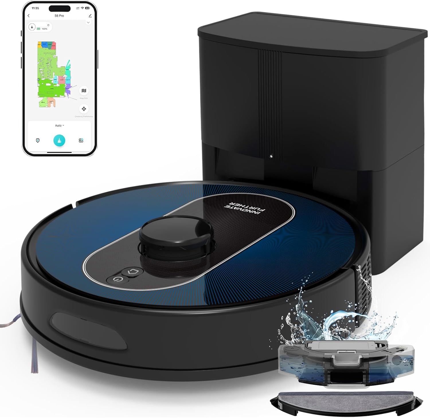 Robot Vacuum and Mop: 5000Pa Robotic Vacuum Self Emptying for 60 Days Hands-Free Cleaning, Self-Charging LiDAR Robot Vacuum Cleaner Alexa/APP Control for Hard Floor, Carpet, Pet Hair