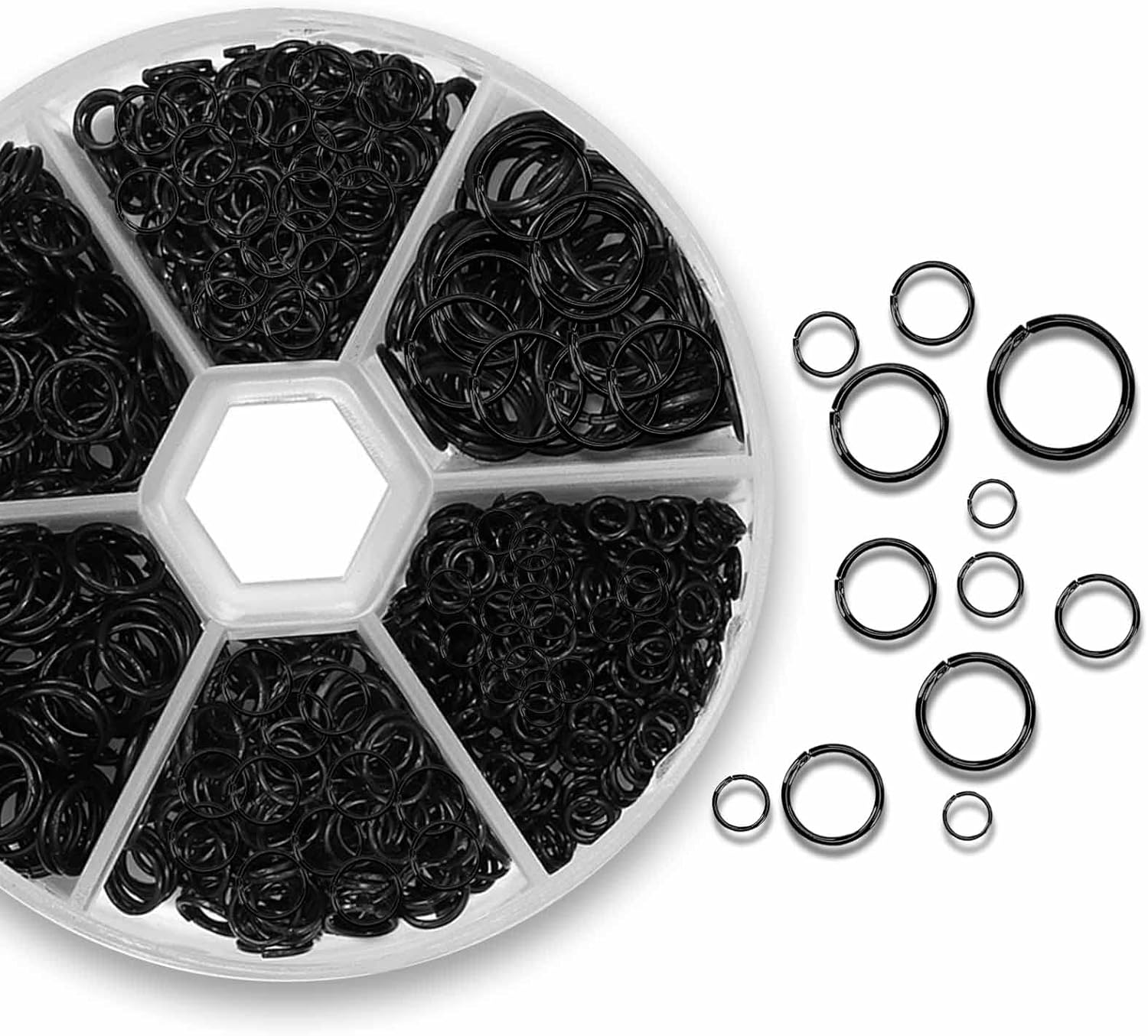 1100Pcs Open Jump Rings, Black Jump Rings Set 304 Stainless-Steel O Ring Connectors Open Ring for Bracelet Earrings Necklace Jewelry Making (4/5/6/7/8/10mm)…