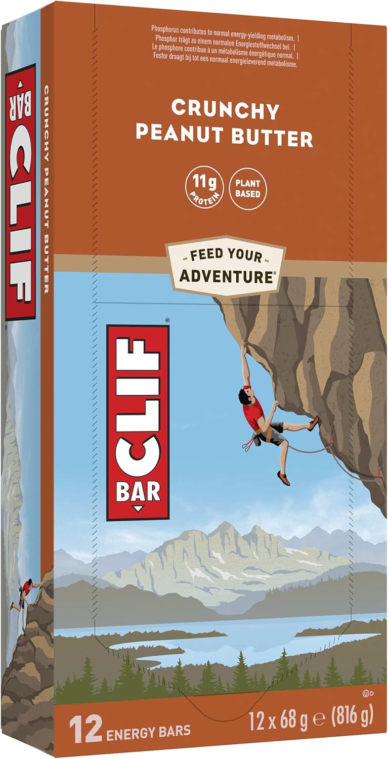Clif Bars - Energy Bar / Nutritional Protein Bar - Crunchy Peanut Butter - Plant Based Protein - 12 x 68 g