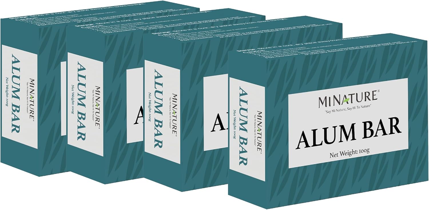 Pack of 4 Alum Bar(Phitkari) by minature | Alum Stone(Fitkari)| Alum Shaving Bar | Alum Blocks After Shave|100g*4 | 100% Only Alum | Chemical & Preservative Free| Pure & Natural
