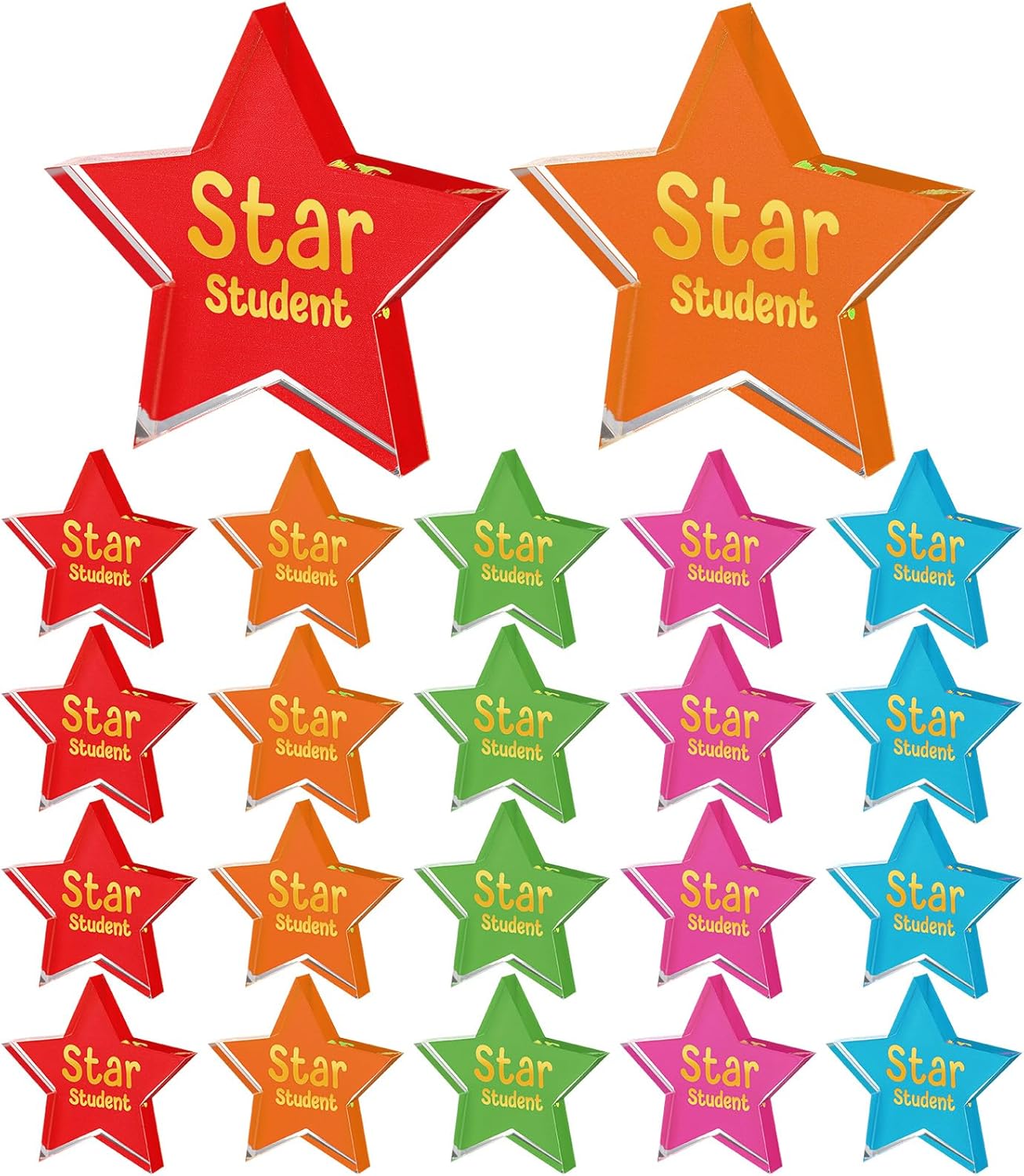 25 Pcs Star Student Medal Gifts 2.36 Inches Acrylic Award Bulk Student Motivational Gift Classroom Education Prizes for School Teacher Supplies