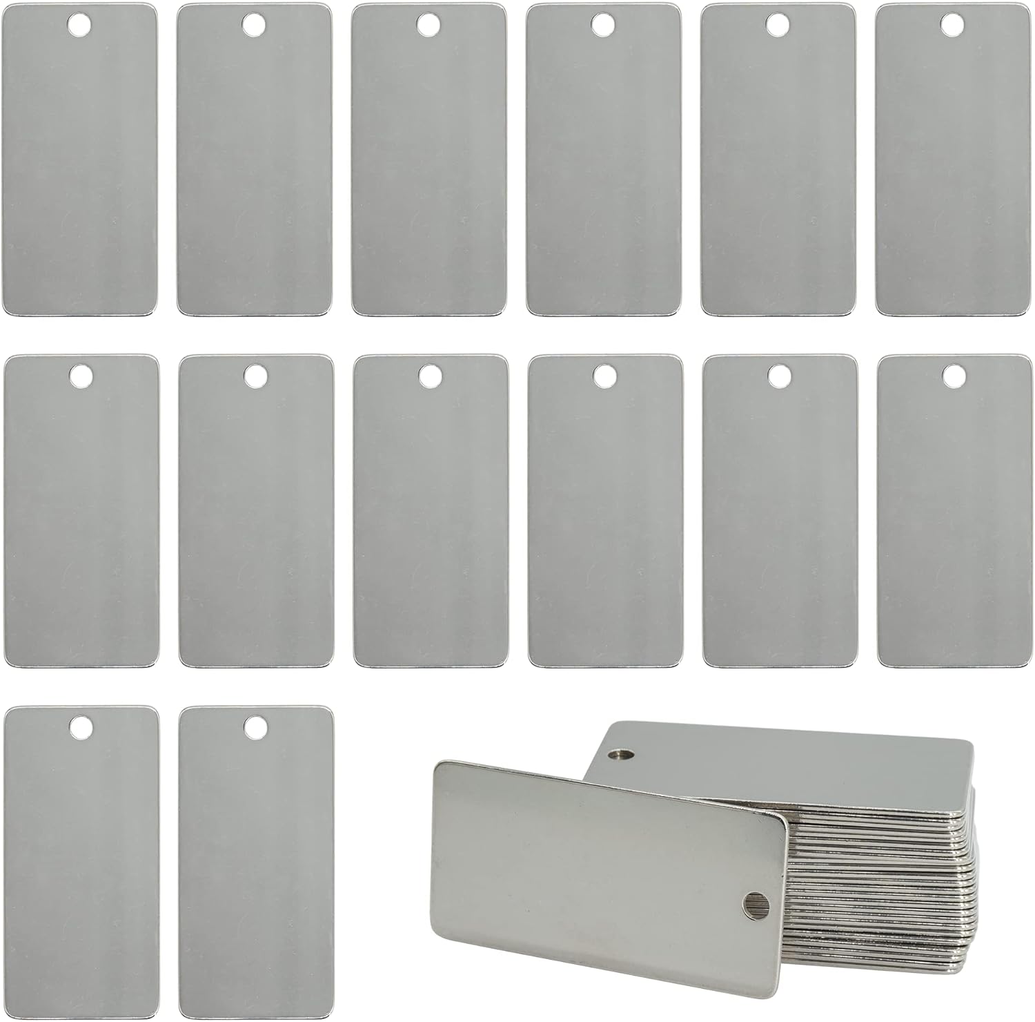 StayMax Metal Engraving Blanks Stamping Blanks Stainless Steel Rectangle Blank Tags 1 Inch x 2 Inch 25 Pack