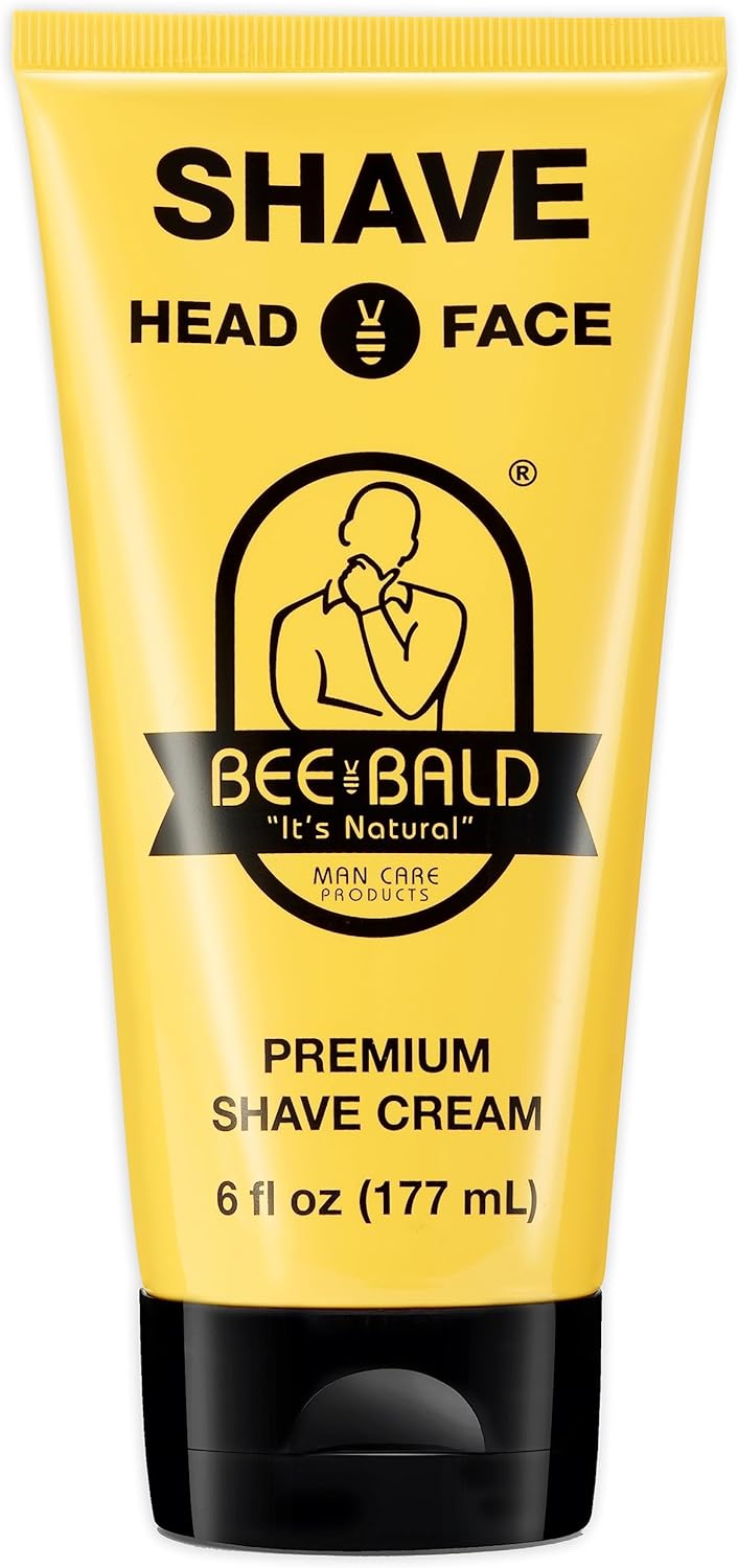 Bee Bald SHAVE Premium Shave Cream Goes On Light & Slick For A Shave That's Incredibly Smooth & Quick. Our Shave Cream Contains Healing Ingredients to Cool and Refresh Both Face And Head.
