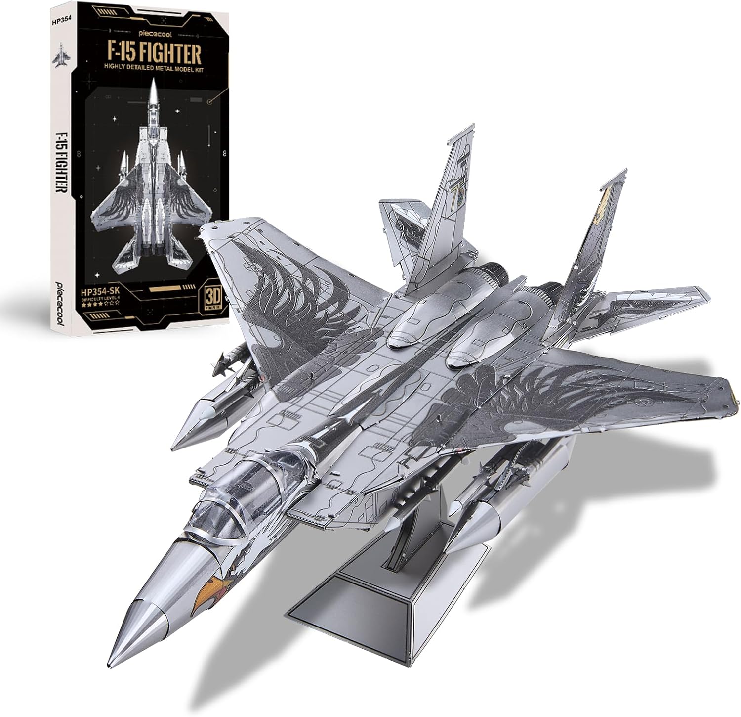 Piececool 3D Puzzles for Adults, American F-15 Fighter Metal Airplane Kit to Build, DIY Assembly Plane Model, Best Gifts for Military Enthusiasts, Dad Boyfriend & Desk Decor