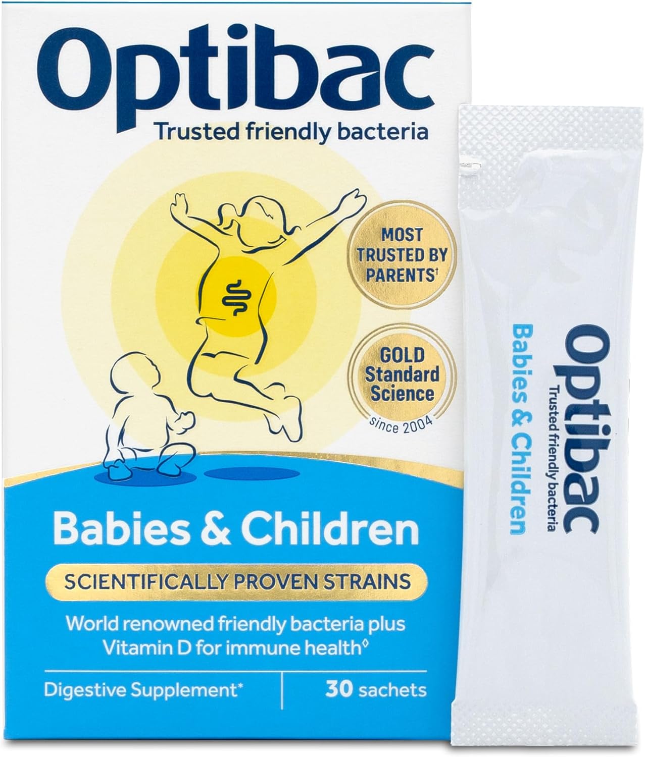 Optibac Probiotics Babies & Children - Probiotic for Immune System Support with Vitamin D Booster & 3 Billion Bacterial Cultures - 30 Sachets