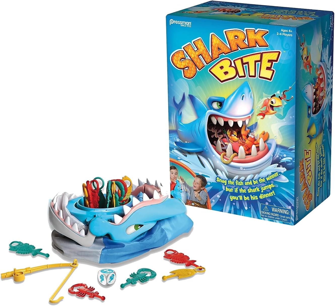 Shark Bite -- Roll the Die and Fish for Colorful Sea Creatures Before the Shark Bites Game! by Pressman Blue Sky, 5"