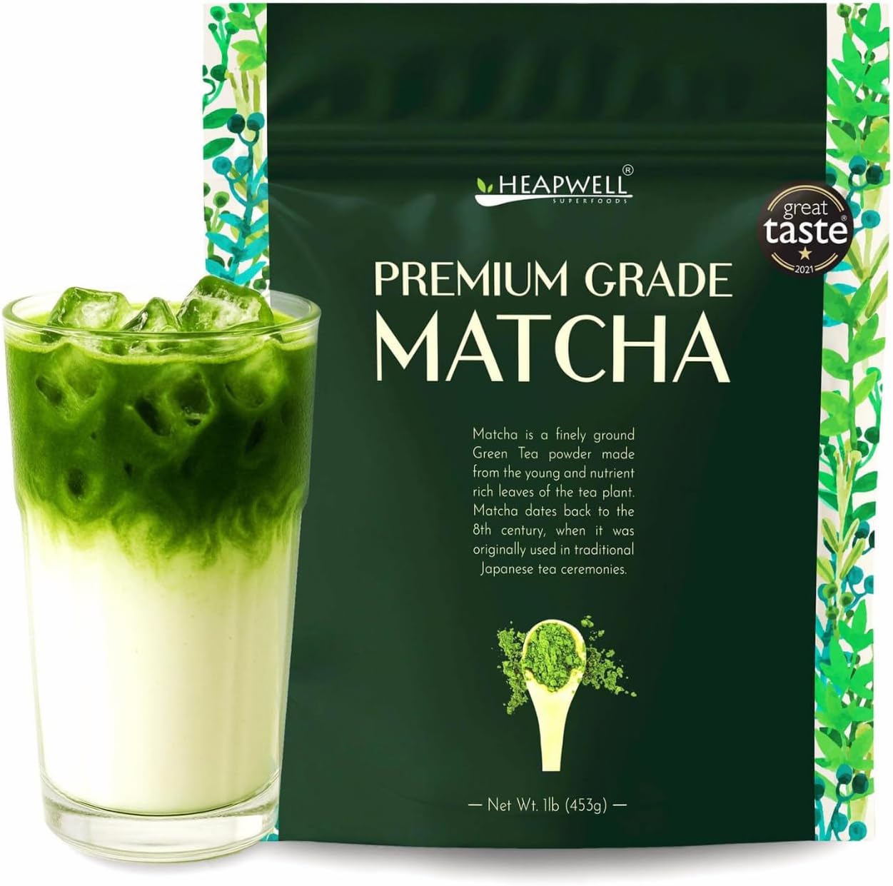 Heapwell Matcha Premium Grade Japanese Matcha Powder 453g Barista Pack | Authentic Matcha from Kagoshima Japan | For Matcha Lattes, Cafes & Restaurants