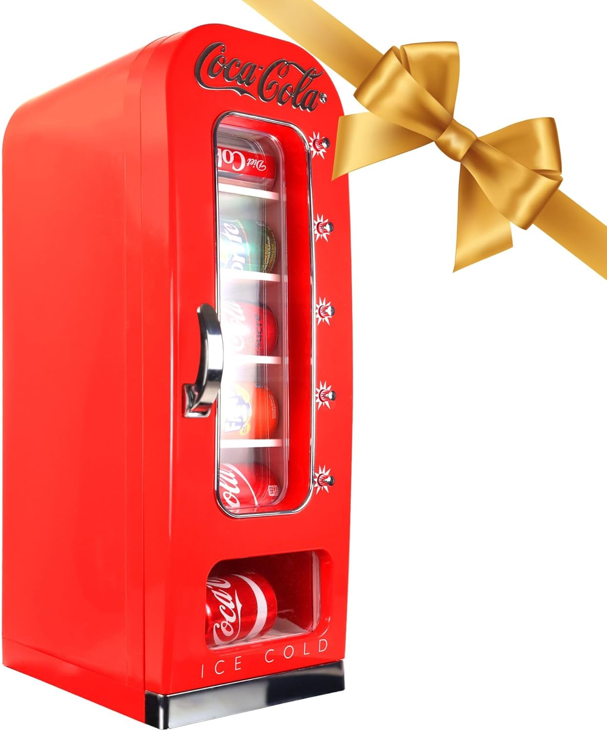 Coca Cola Mini Fridge For Bedrooms 5L Retro Vending Machine Style Cool Box 10 Can Quiet Mini Fridges with Display Window For Coke Beverages Food Drinks Home 12v Portable Cooler Box, Red