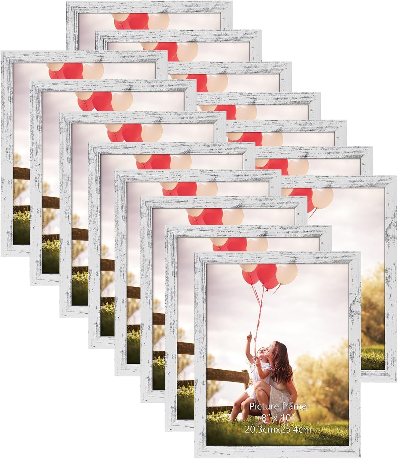 HORLIMER 8x10 Picture Frame Set of 15, Rustic White Photo Frames 8 by 10 Photo for Wall or Tabletop