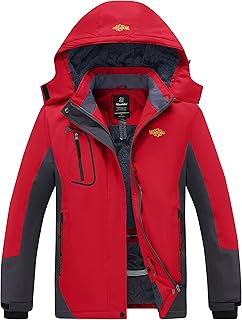 wantdo Women's Mountain Waterproof Ski Jacket Windproof Rain Jacket Winter Warm Hooded Coat
