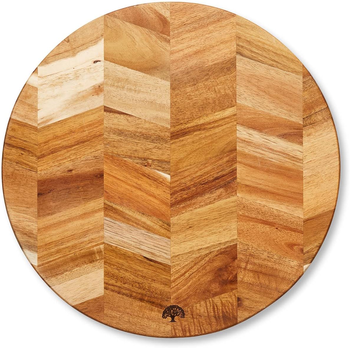 Barbary & Oak BO847023 Chevron Round Chopping Board, Suitable for Food Preparation and Serving, Acacia Wood, Red