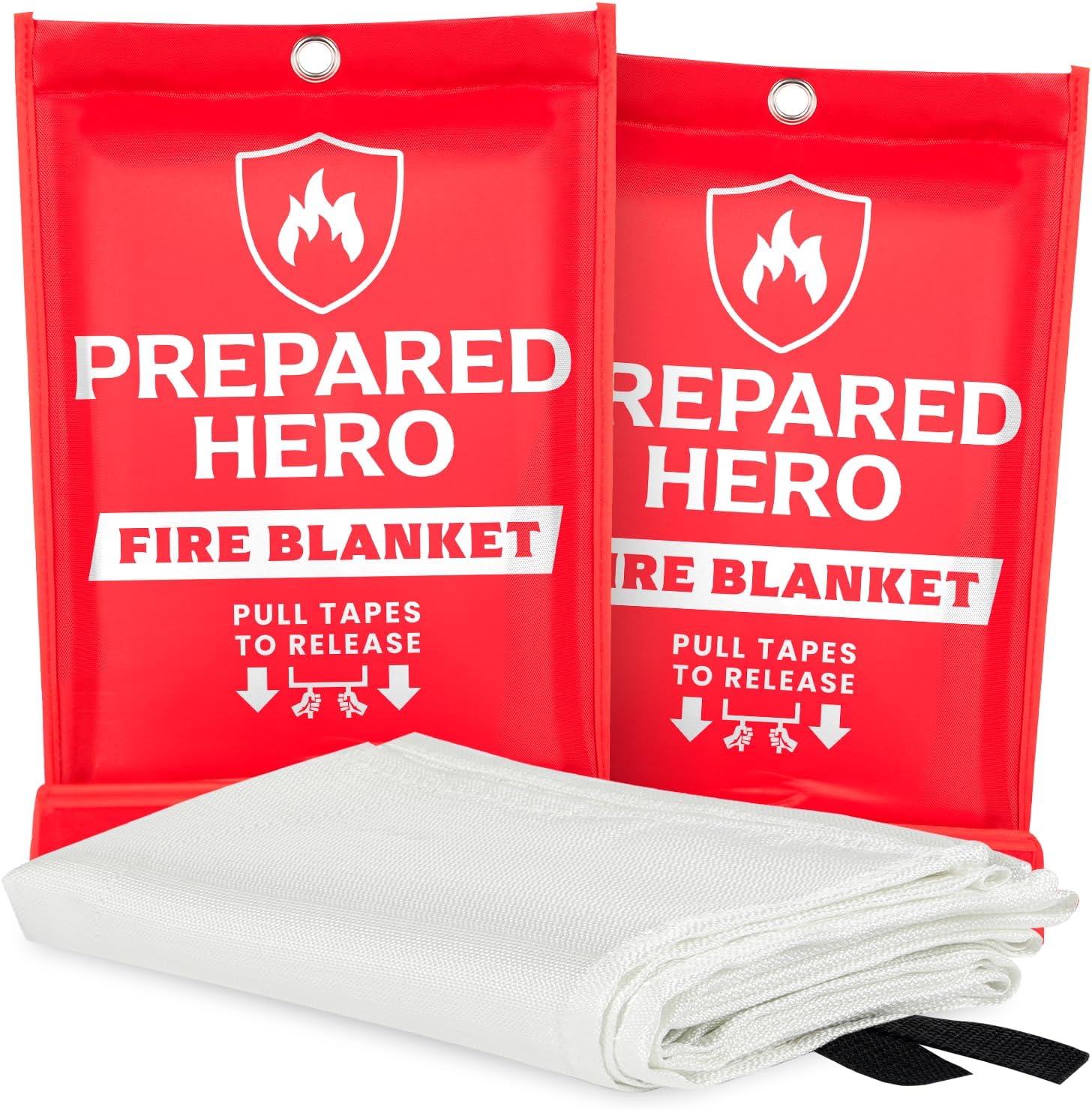 Prepared Hero Emergency Fire Blanket - 2 Pack - Fire Suppression Blanket for Kitchen, 40” x 40” Fire Blanket for Home, Fiberglass Fire Blanket