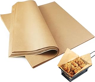 200 Sheets Thickened Brown Kraft Paper Deli Papers, Thickened Kraft Paper Dry Waxed Sheets, Thickened Paper Liners for Plasic Food Basket, Wrapping Bread and Sandwiches(12''x12'')