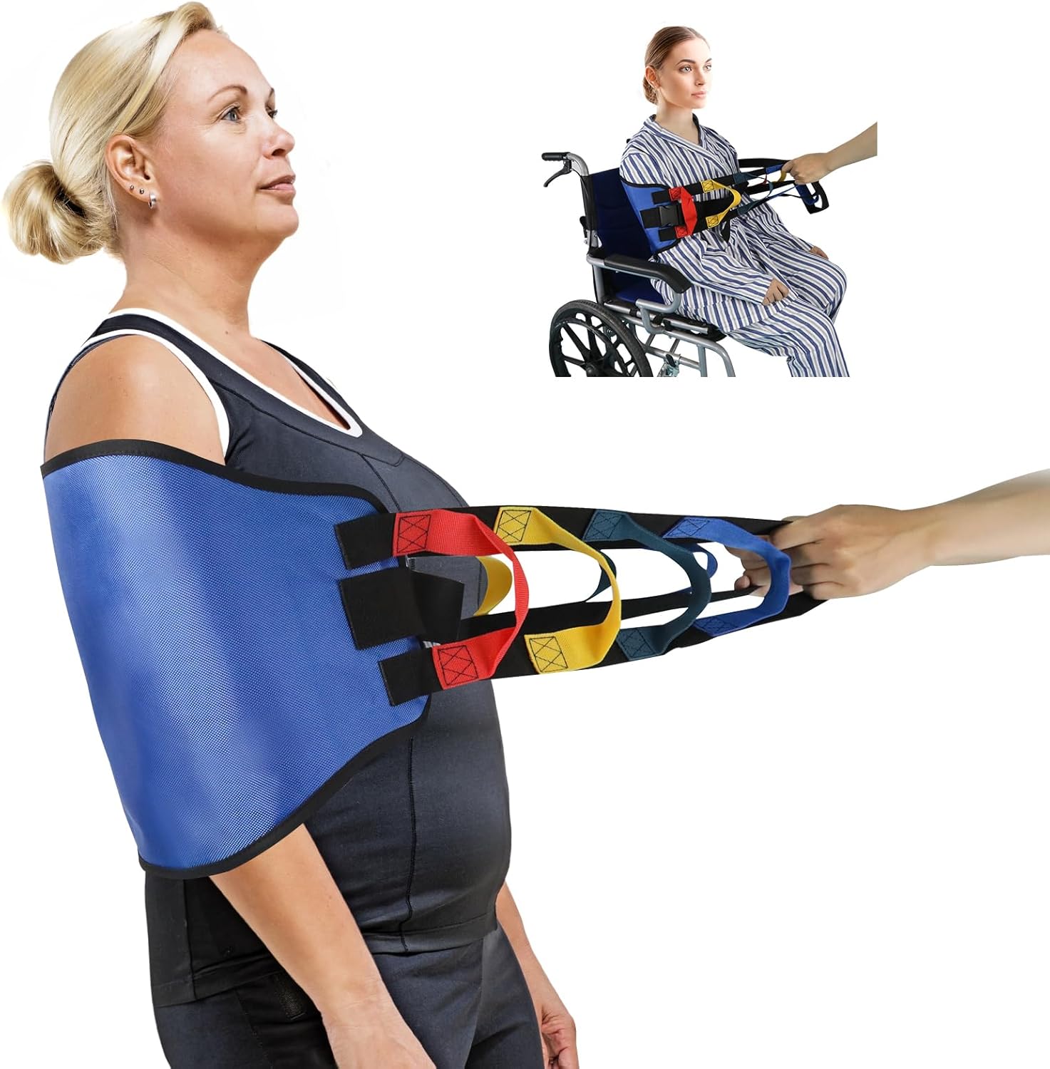 Transfer Sling for Elderly, Transfer Belt for Patient, Transfer Nursing Sling Lifting Seniors, Patient Lift Sling, Lifting Straps for Elderly and Disabled, Gait Belts with Multi-Handles (Blue)