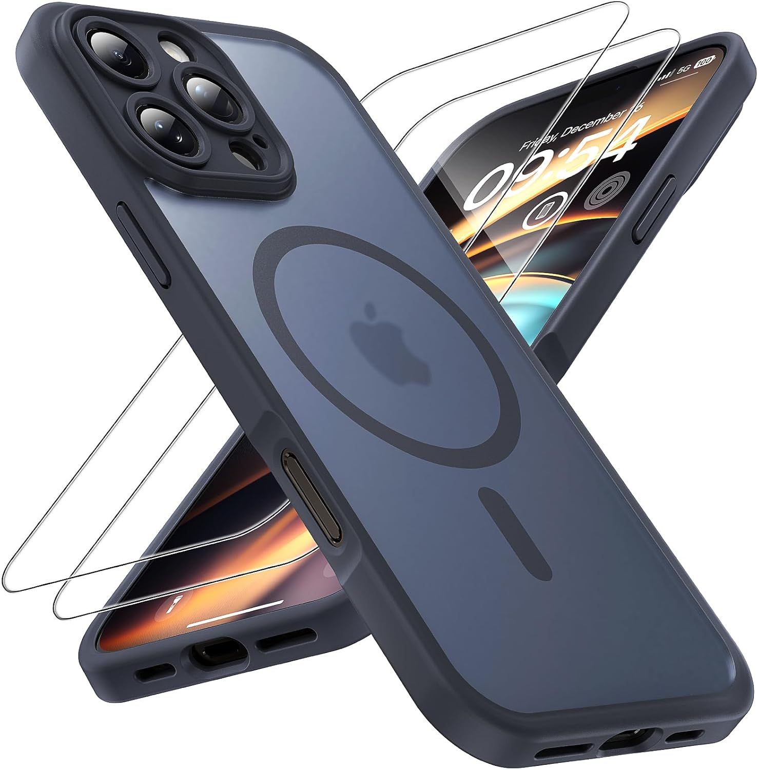 TOCOL 3 in 1 Magnetic for iPhone 16 Pro Max Case, Upgraded Full Camera Protection, Compatible with Magsafe, Drop Protection, Translucent Matte Back Bumper for 16 ProMax Case 6.9-Inch(Black)