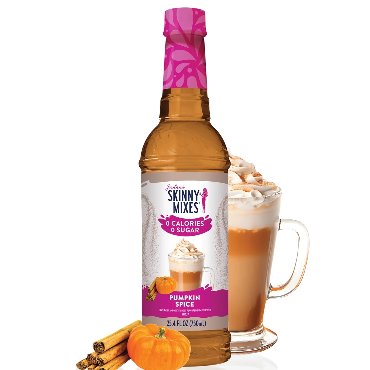 Jordan's Skinny Syrups Sugar Free Coffee Syrup, Pumpkin Spice Flavor Drink Mix, Zero Calorie Flavoring for Chai Latte, Protein Shake, Food & More, Gluten Free, Keto Friendly, 25.4 Fl Oz, 1 Pack