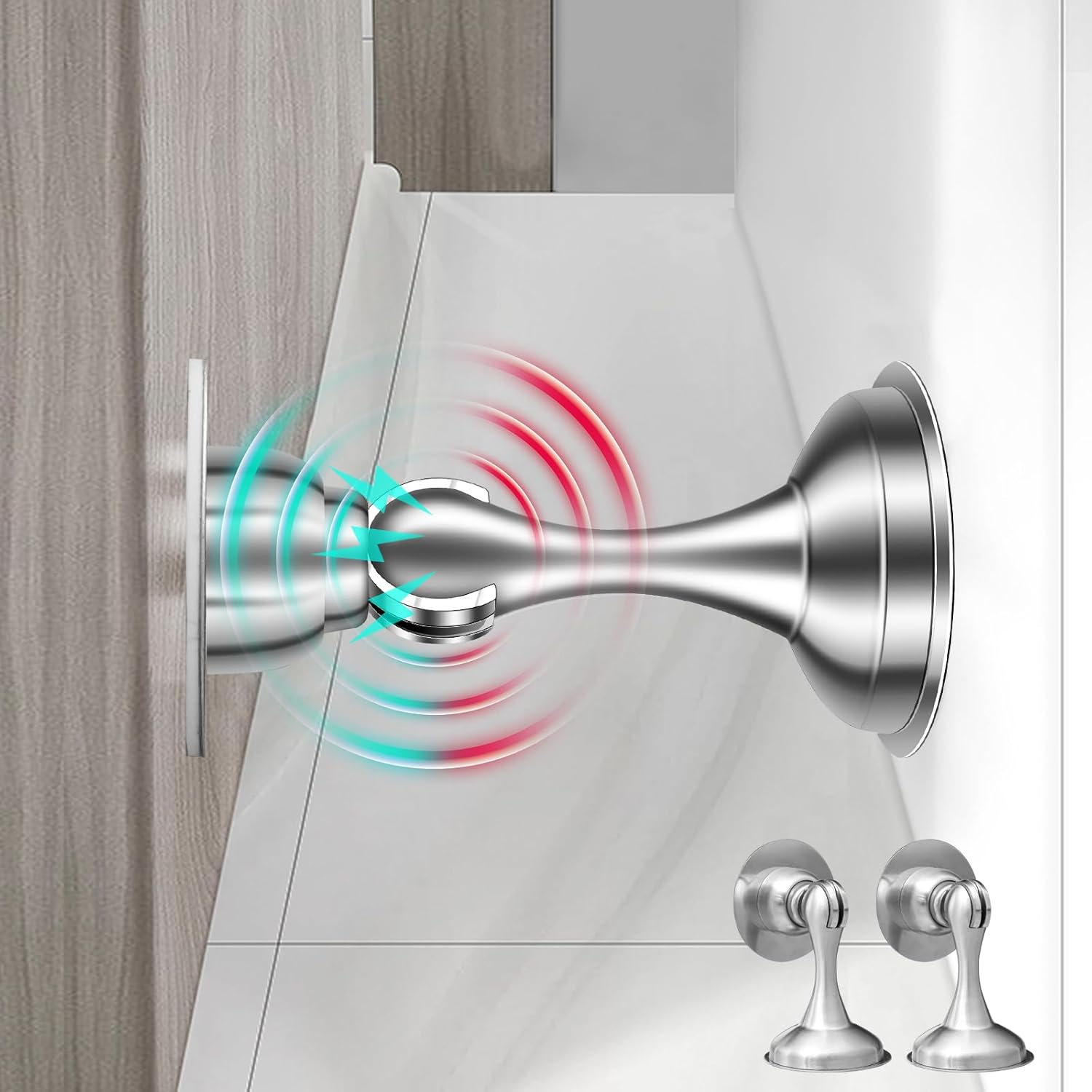 HuaJiao 2 Pack Magnetic Door Stoppers, Self Adhesive Floor Door Stop Door Catch Magnetic Door Holder Doorstops Wall Protector Door Stops for Home Office