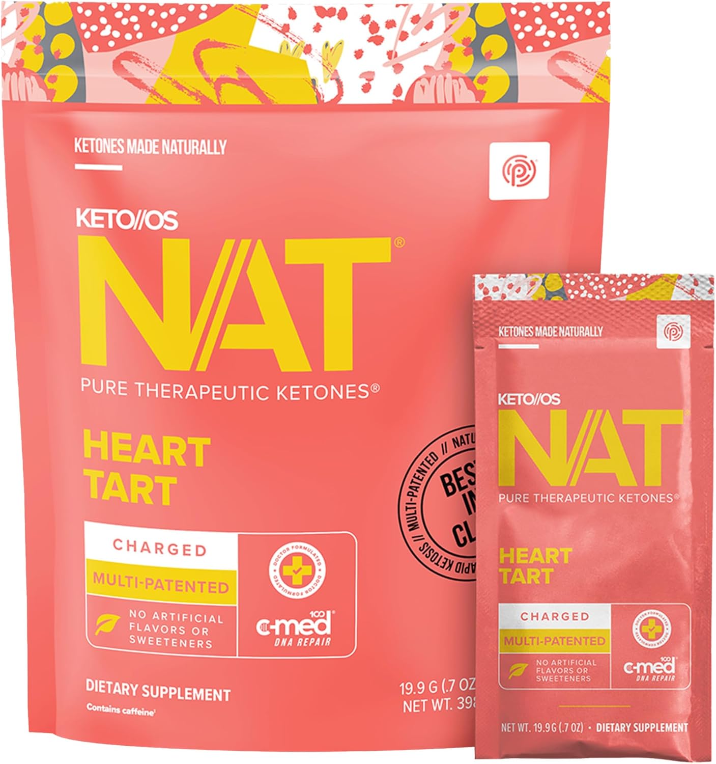 PRÜVIT Keto//OS NAT® Heart Tart Supplements – Charged - Exogenous Ketones - BHB Salts Ketogenic Supplement for Workout Energy Boost for Men and Women (20 Count)