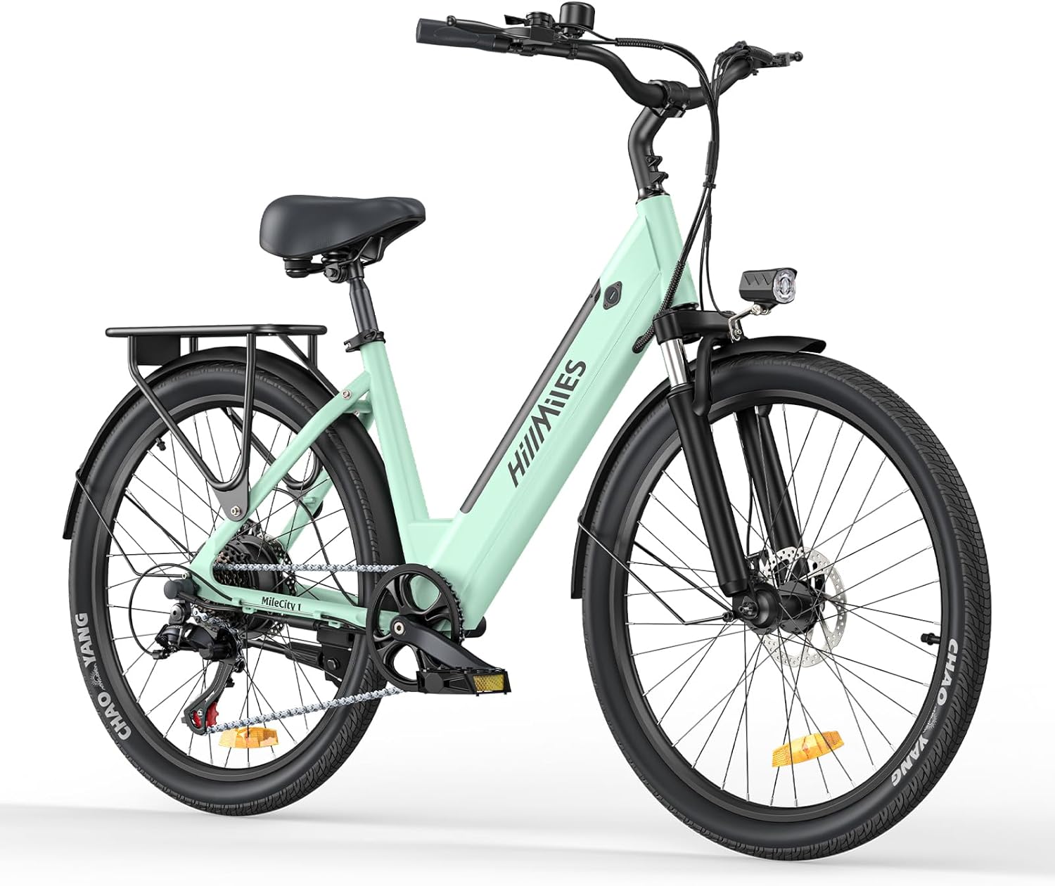 HillMiles MileCity1 26" Electric Bike for Adults, 7 Speed ​​Electric Bicycle with 36V 13Ah Removable Battery, 25km/h & 80-100km Range E Bike for Urban Commuters with Rear Rack, IP65 Waterproof