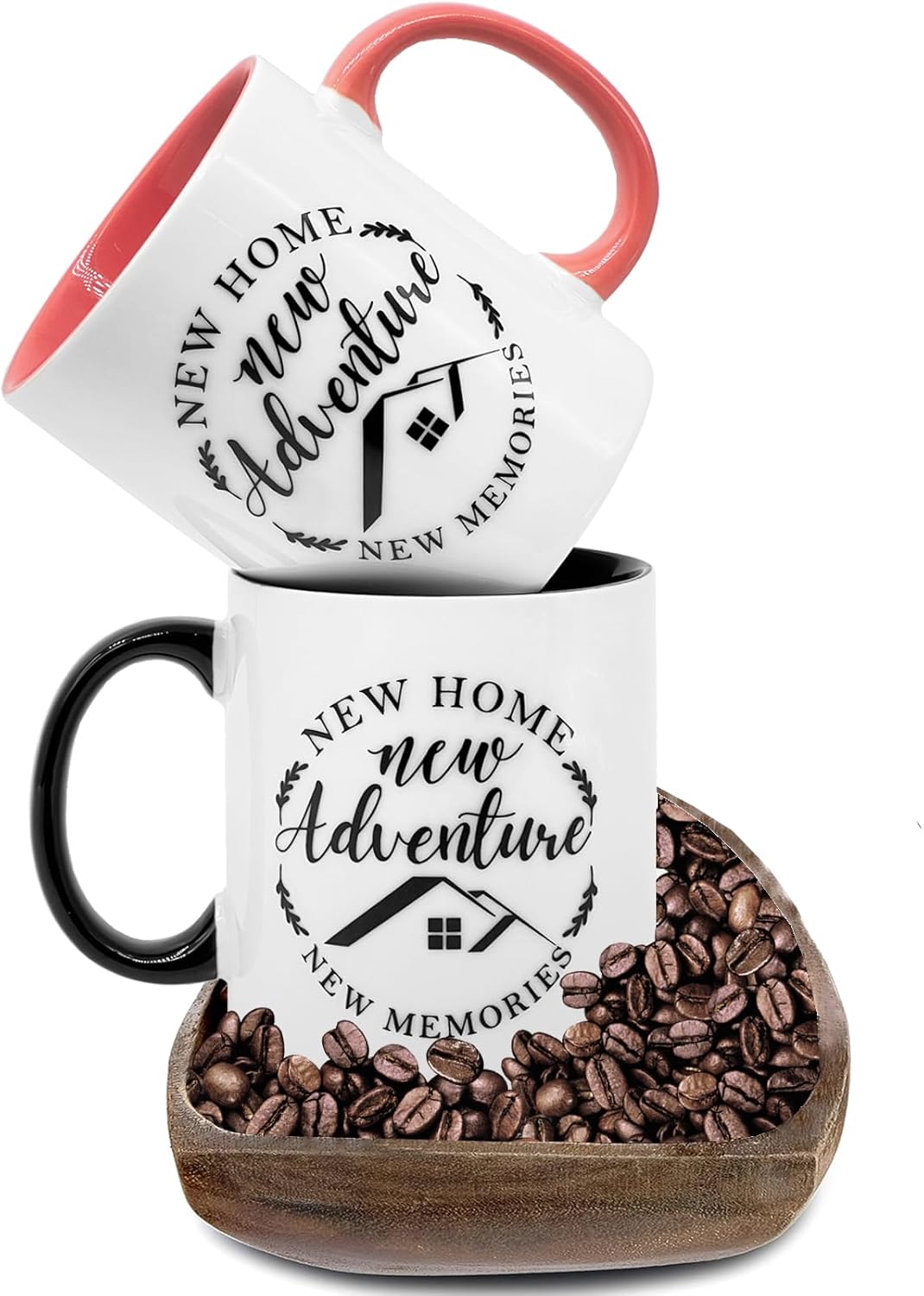 New Home New Adventure Mugs - House Warming Gifts New Home - New Home Gifts for Newlywed Couple First Time House Warming Gifts - Housewarming Gifts for New House Couple Women, 11 Oz Pack of 2