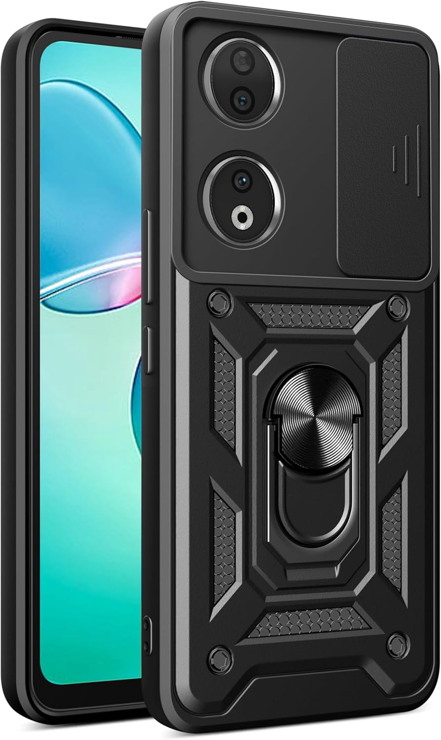Compatible with Honor X7b Case Cover,with Slide Camera Lens Cover Compatible with Honor X7b 4G CLK-LX1 CLK-LX2 CLK-LX3 Case Black
