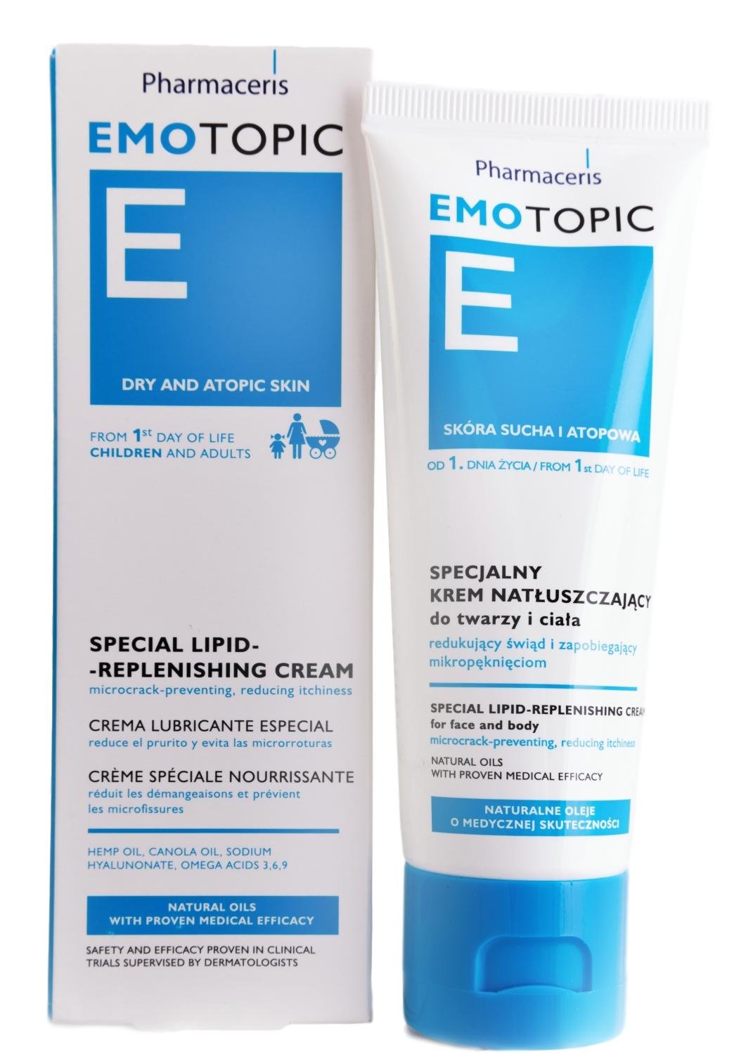 Eczema Dermatitis & Dry Skin Moisturizer, Newborns to Adults, Lipid Replenishing Cream, Face & Body Treatment, Fragrance-Preservative-Paraben Free, by Pharmaceris, 75ml