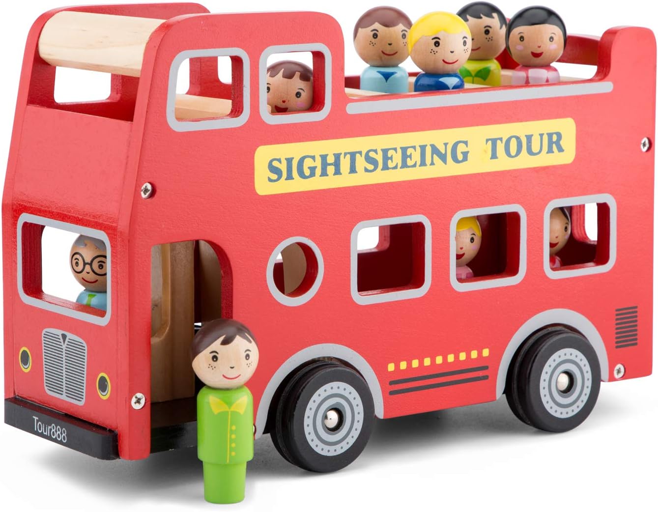 New Classic Toys - City Tour Bus with 9 Play Figures , Red