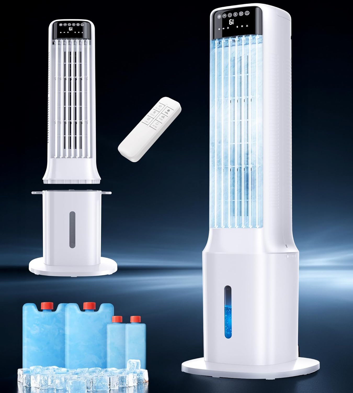 Swamp Cooler Air Conditioner, Evaporative Air Coolers with 120° Oscillating, Windowless Portable Cooling Fan That Blow Cold Air with 24H Timer, 3 Speeds Tower Fans for Bedroom Indoor,41IN