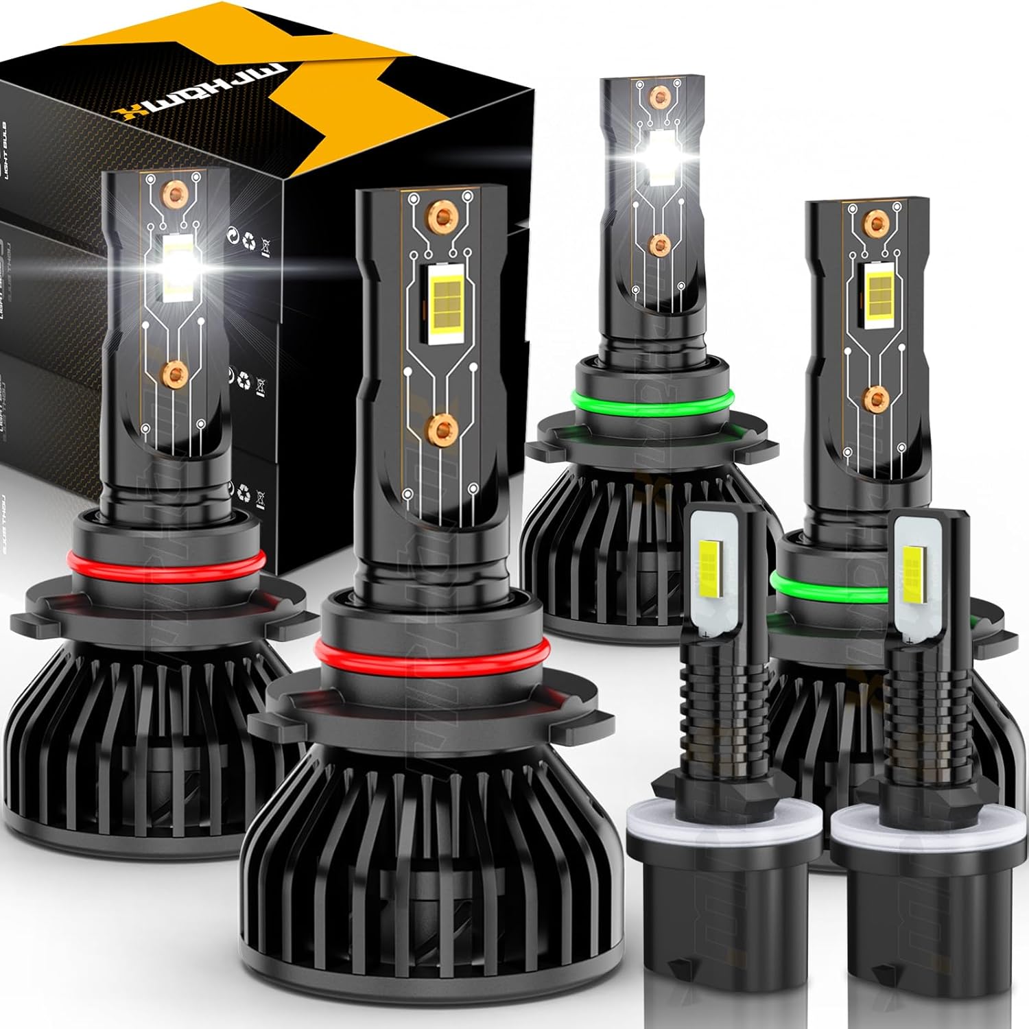 Compatible for 2001 2002 2003 2004 2005 2006 GMC Yukon XL Denali High Beam and Low Beam Combo Fog Lights, 6000K Bright White, Plug n Play, Powersports Bulbs, 6-Pack