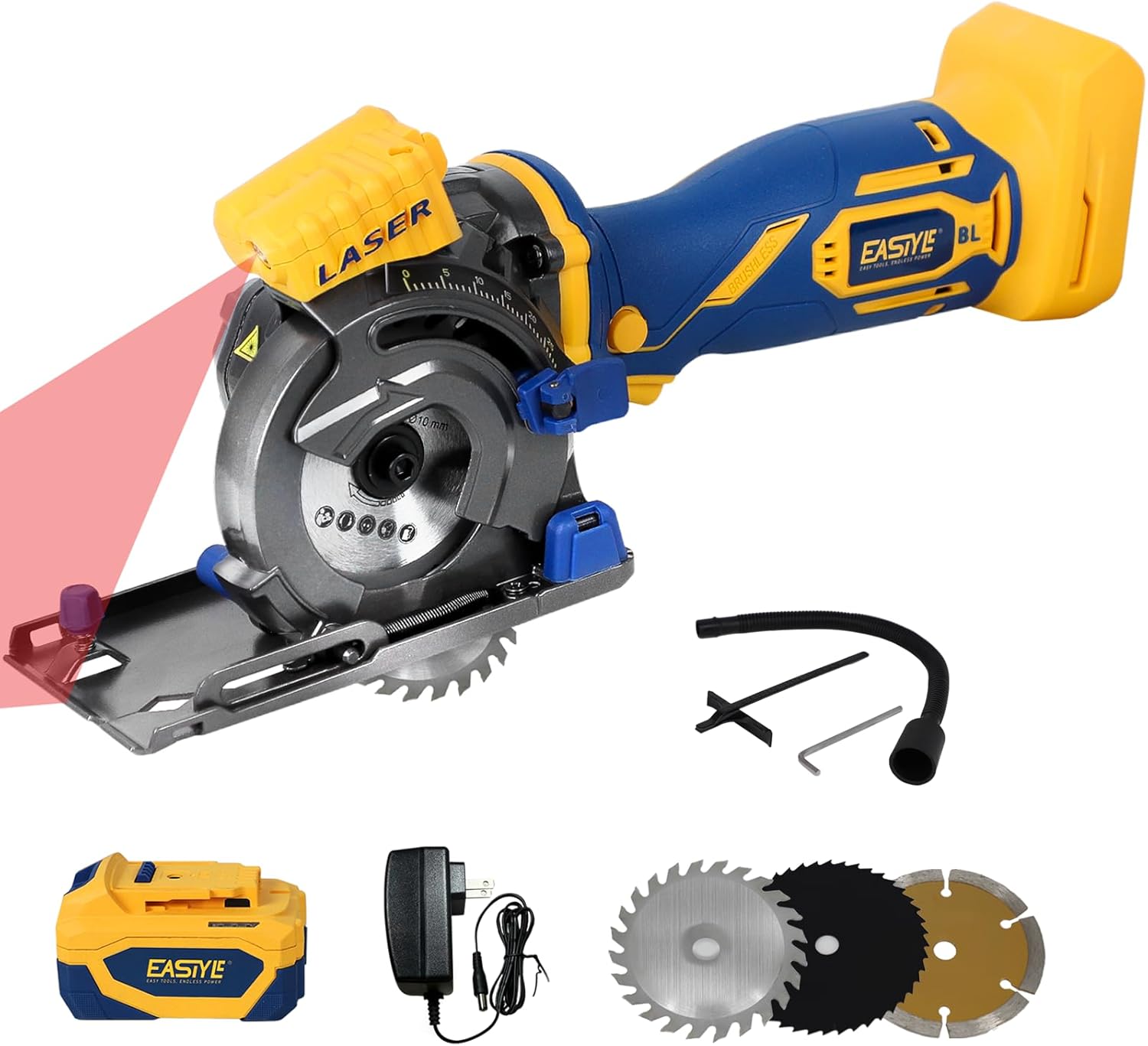 Mini Circular Saw Compatible with DeWalt 20V Max Battery,3-1/2" Brushless Cordless Round Saw Kit w/4Ah Battery & 1.5A Charger,Laser Guide,3200 RPM,Ideal for Wood,PVC,Metal