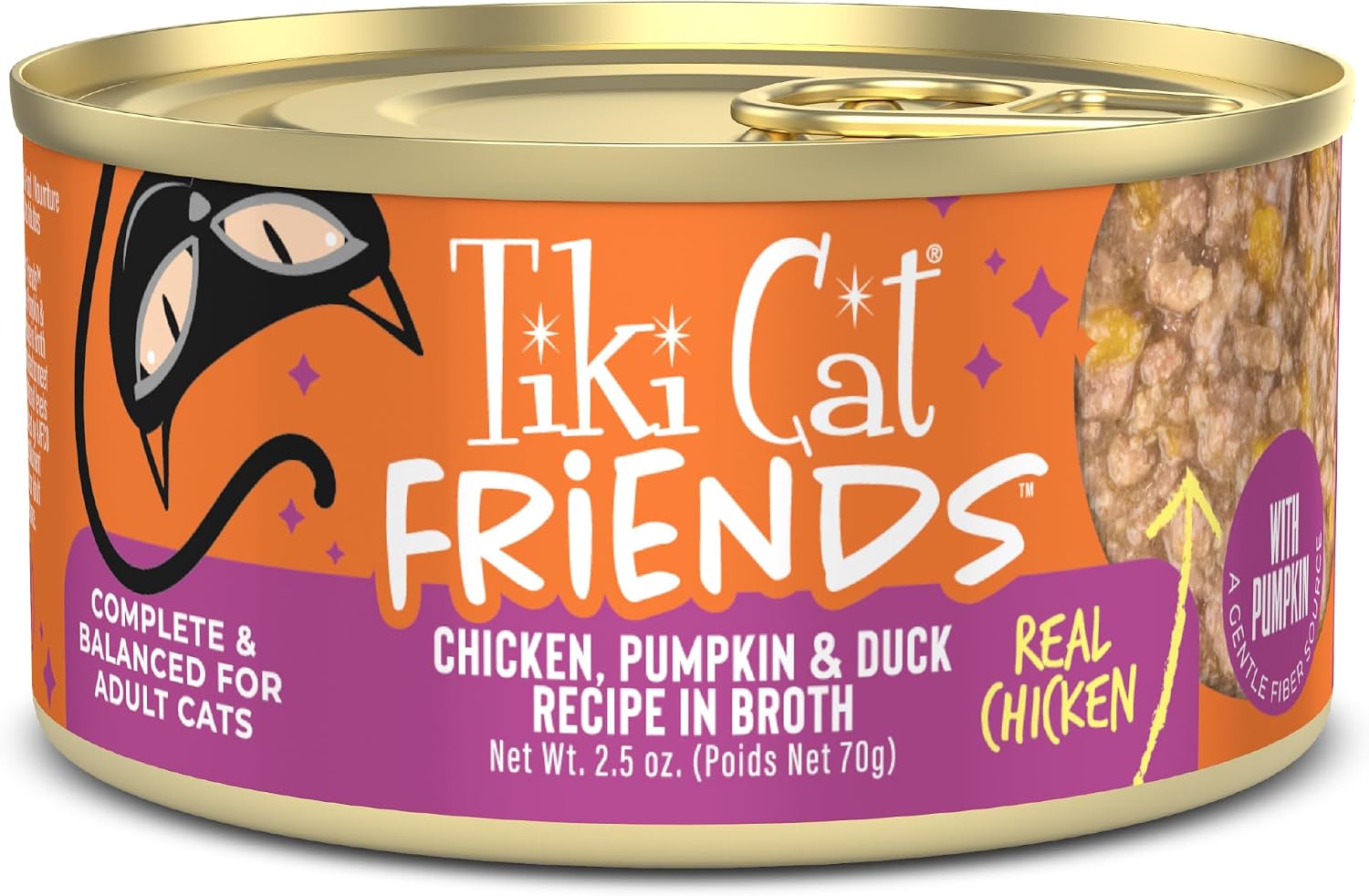 Tiki Cat Friends Wet Cat Food, Chicken, Pumpkin & Duck, 2.5 oz Can, 12 Pack