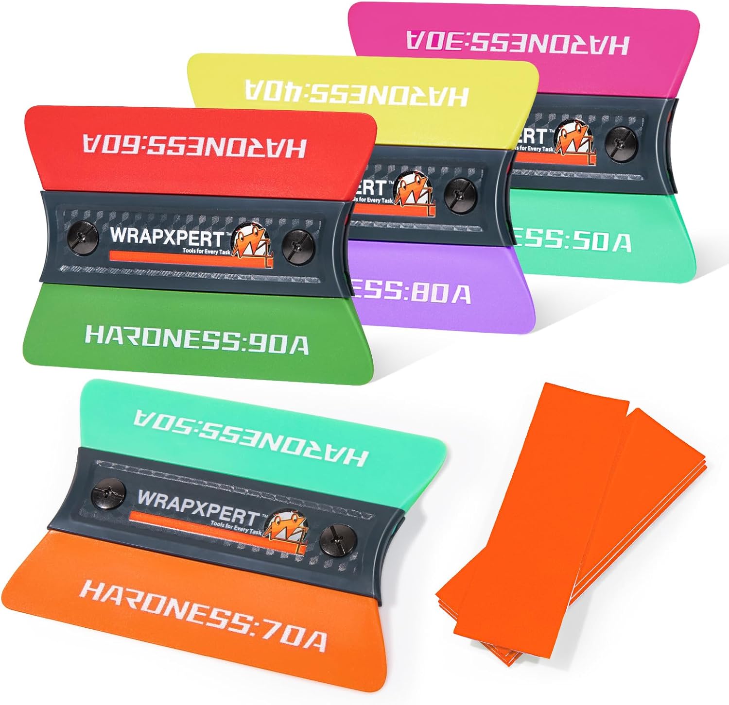 WRAPXPERT Vinyl Wrap Squeegee Vinyl Wrap Tools Felt Squeegee for Car Wrap Magnet Tint Squeegee, 7 Hardness Removable Dual-Side Vinyl Wrapping Kits Window Tint Tools Decal Smoothing Scraper