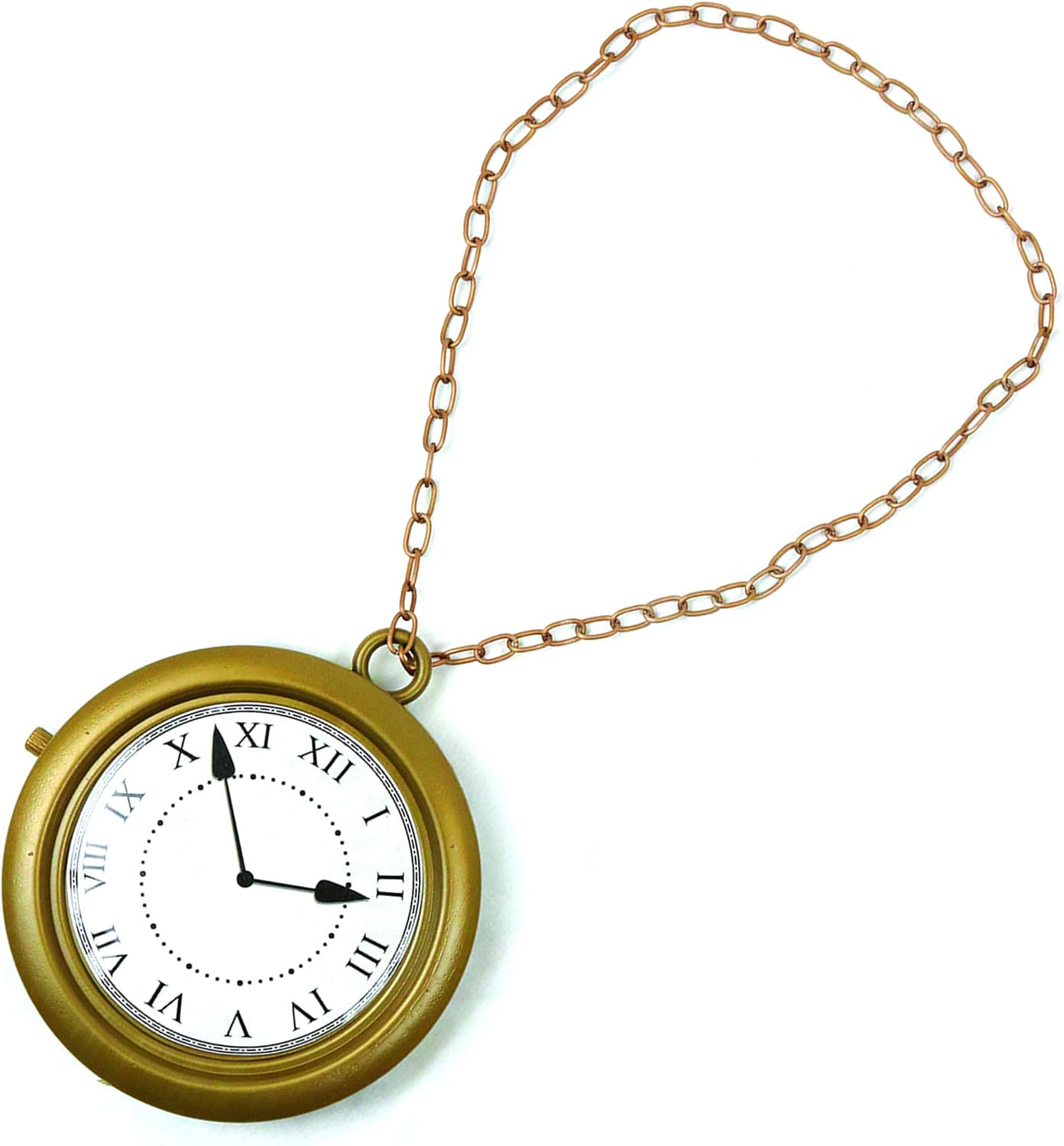 Skeleteen Jumbo Gold Clock Necklace - White Rabbit Clock, 8" Hip Hop Rapper Clock - 1 Piece