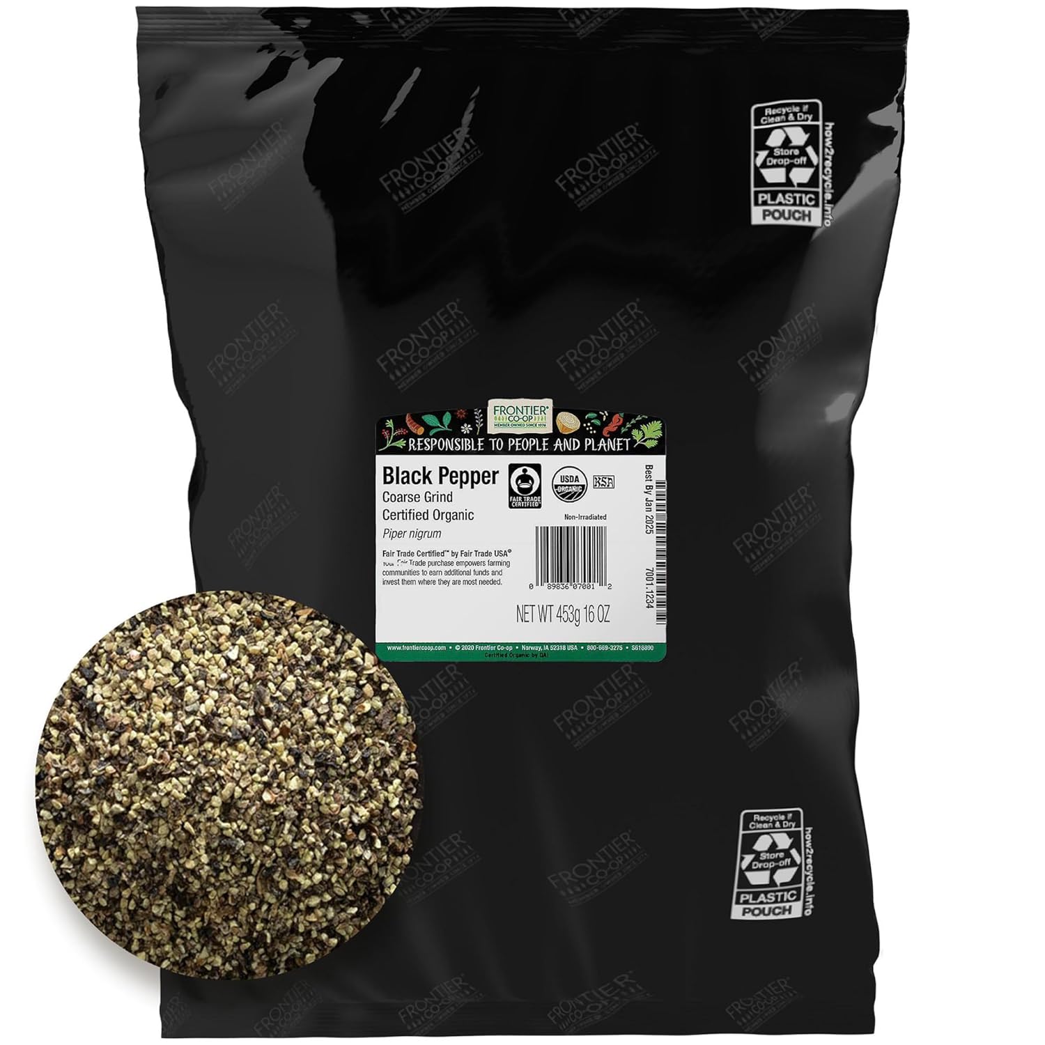 Frontier Co-op Organic Fair Trade Black Pepper (Coarse Grind) 1lb