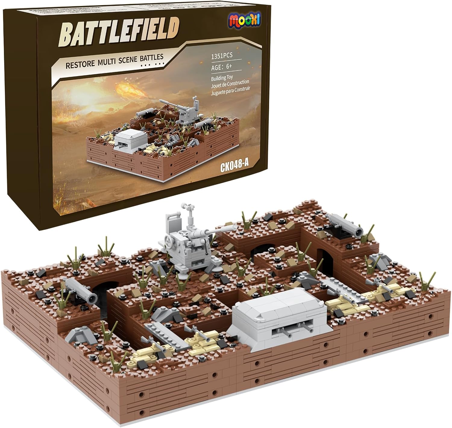 WW2 Military Forts Trench Bases Building Blocks Set(1351PCS).Including Construct Trench Systems, Bunkers and Pillboxes.