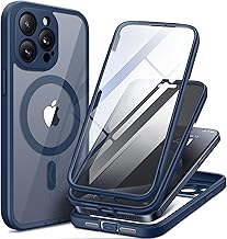 for iPhone 15 Pro Case Magnetic, [Compatible with Magsafe], Built-in 9H Tempered Screen Protector & Privacy Screen Protector & Upgraded Camera Protection, Dustproof Phone Case, Dark Blue
