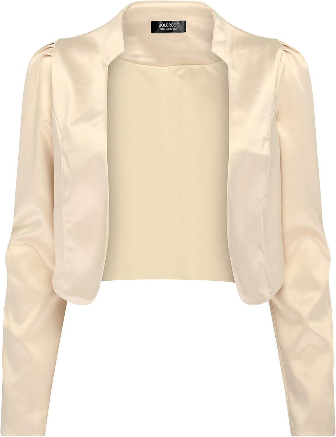 BOLEROSE Formal Long Sleeve Satin Bolero Shrug Occasion Jacket