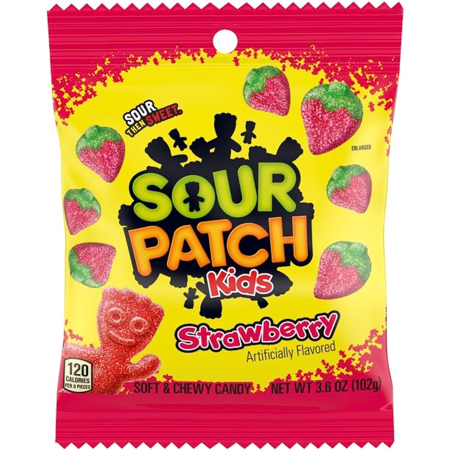 Sour Patch Peg Bag Candy, 3.6 Ounce (Strawberry)