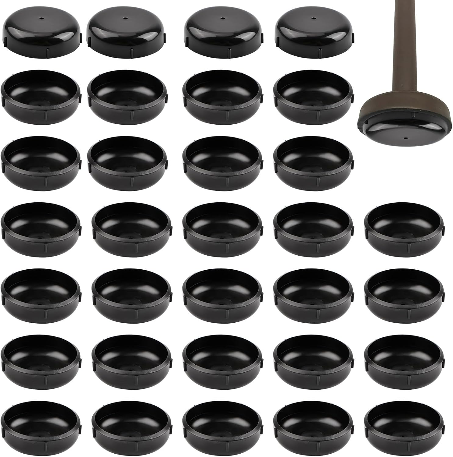 UFURMATE Chair Leg Glides, 32Pcs 1.49 Inch Patio Furniture Round Gliders Wrought Iron Outdoor Chair Leg Glides Anti-Scratch Plastic Garden Furniture Feet Caps for Protecting Floors (Black)