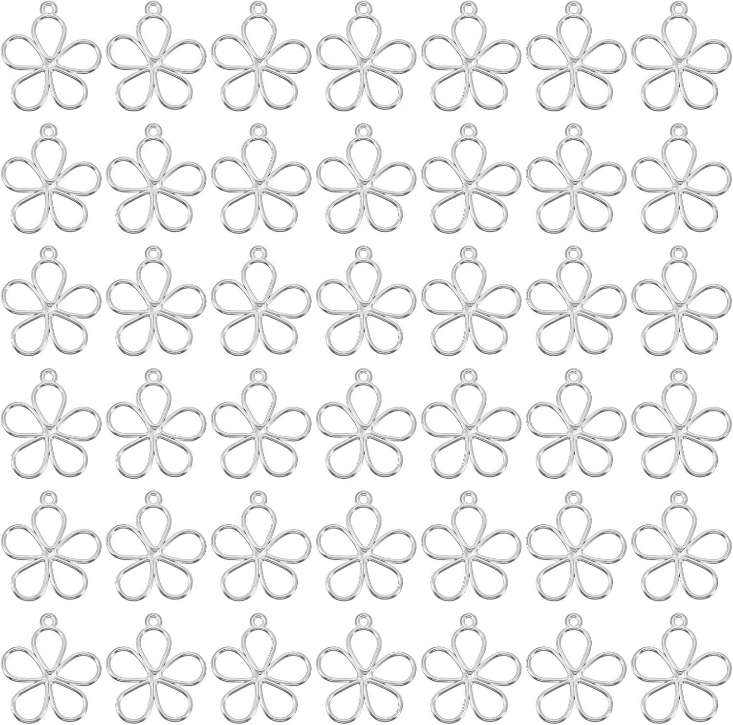 Ajcotahm 50PCS Hollow Small Blossom Dangle Charms, Vintage Flower Charms for DIY Jewelry Making Necklace Bracelet Earring