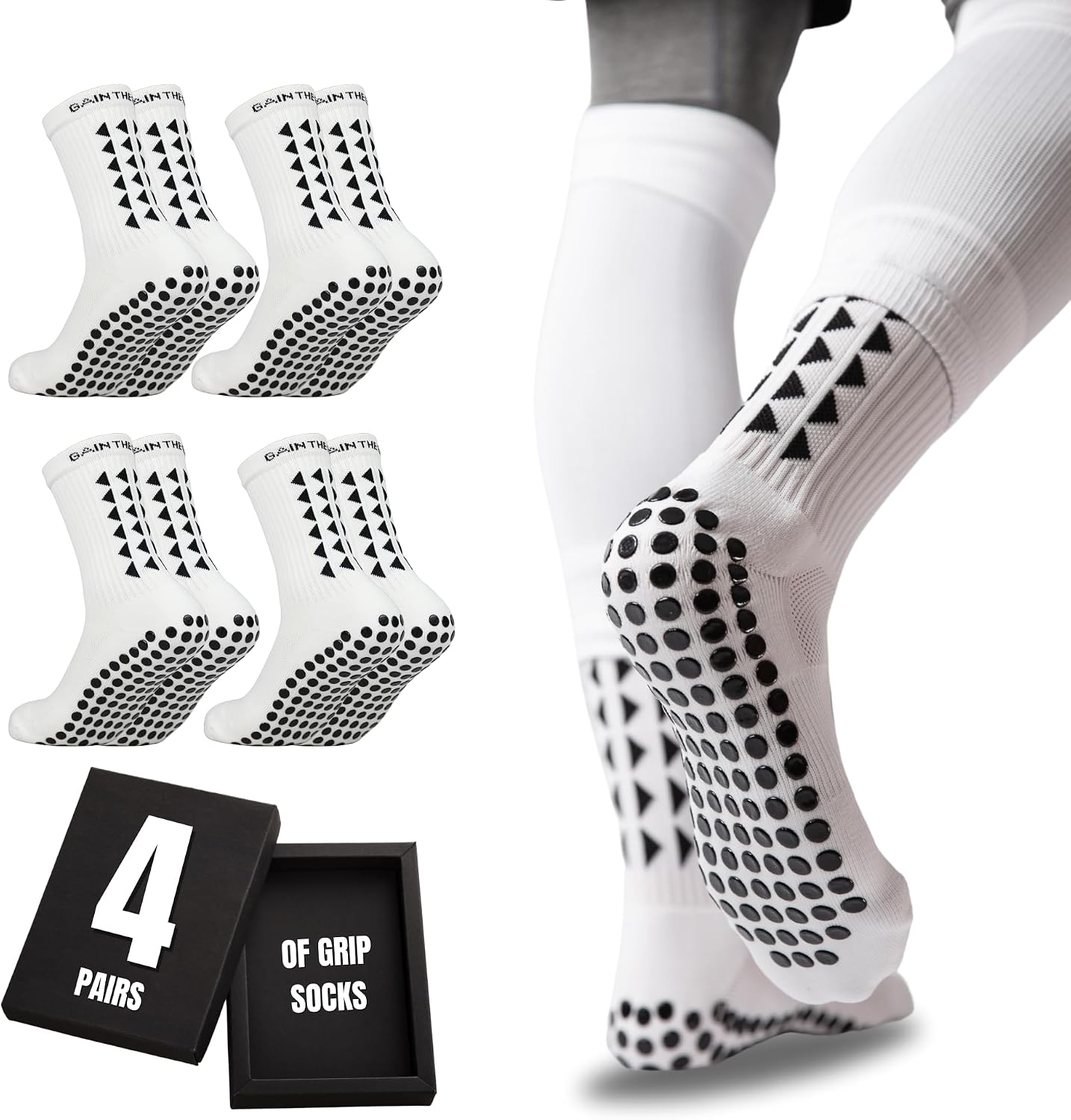 Gain The Edge Soccer Grip Socks - Set - White