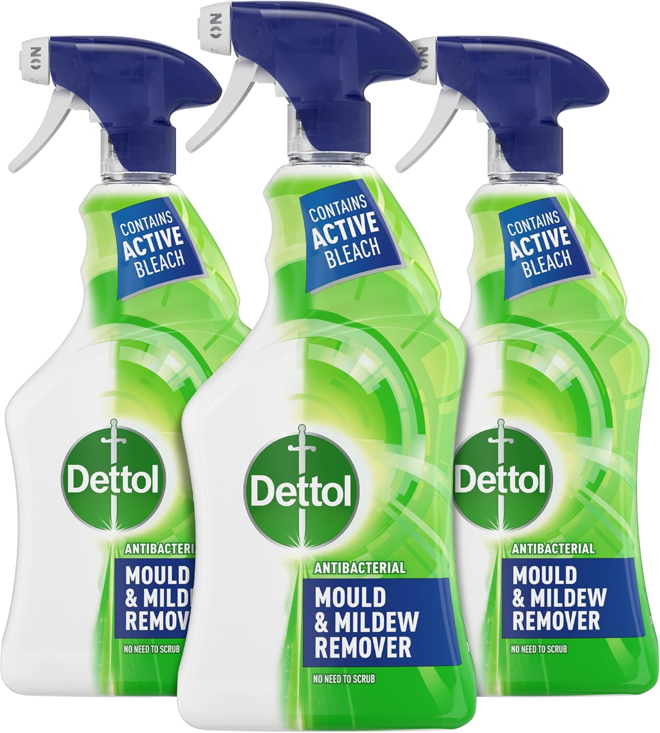 Dettol Mould Remover, Multipack of 3 X 750ml, Total 2.25L, Mould And Mildew Remover, Mould Spray, Bleach Spray, Bathroom Mould Remover, Antibacterial, Disinfectant, Household Cleaners