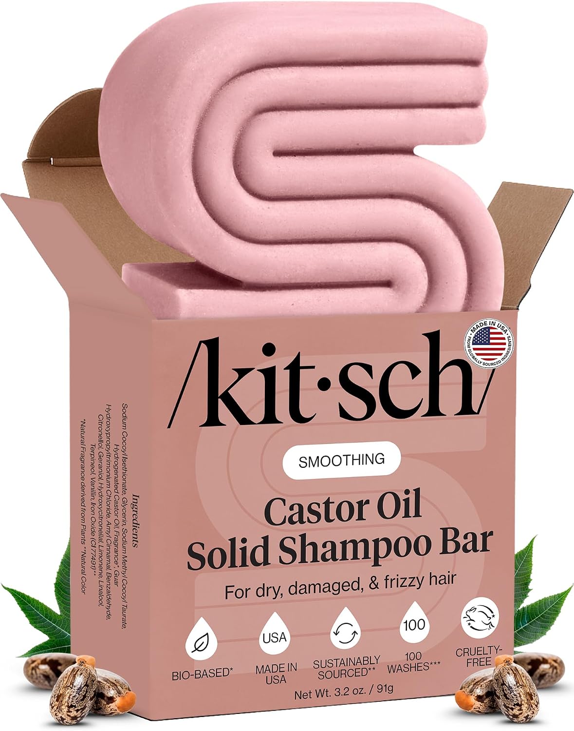 Kitsch Castor Oil Shampoo Bar for Hair Growth and Scalp Nourishment - 91g