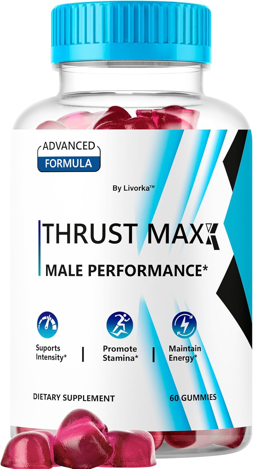 Thrust Maxx Gummies - Official ThrustMaxx for Men Supplement Support, Premium Thrust Master Advanced Formula Performance and Energy, Thrust Max All Natural Gummy, 60 Gummies for 1 Month