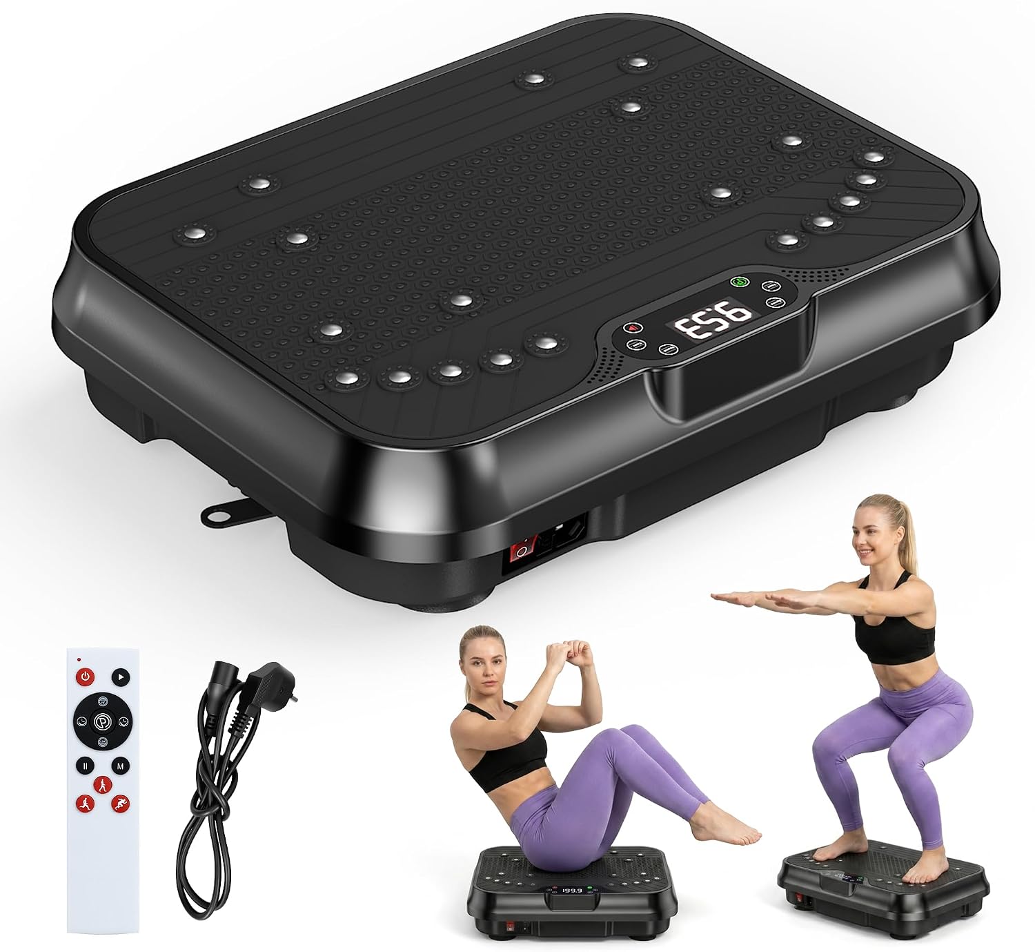 Vibration Plate Exercise Machine, 250 Levels & 9 Auto Modes, Vibrating Plate with Foot Massage Magnets, 150kg Weight Capacity, Compact Vibration Plate for Home Workout, 5.15kg