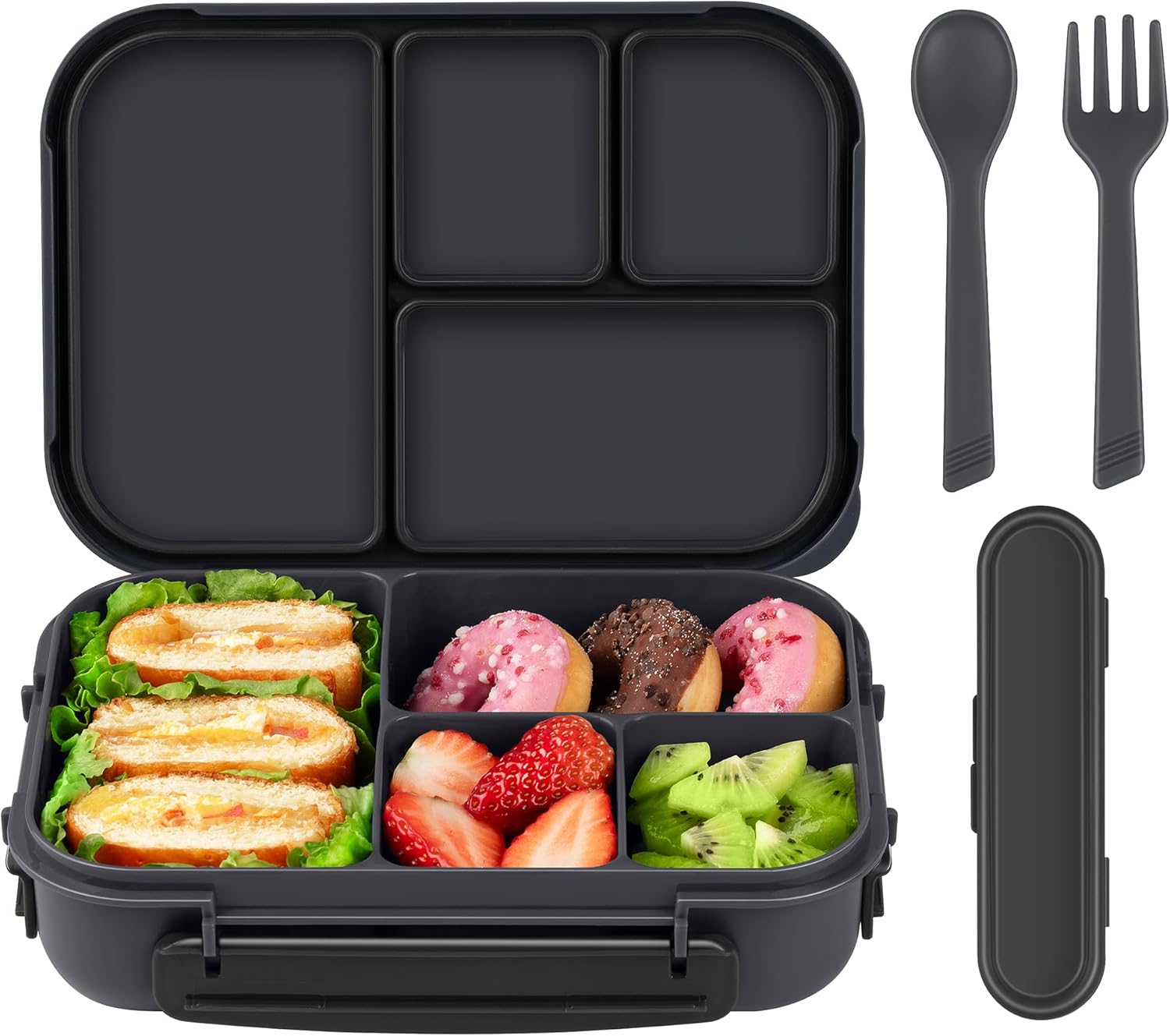 Amathley Lunch Box Kids,Bento Box Adult,Leakproof Lunch Containers for Adults/Kids/Toddler,1200ML-4 Compartments Bento Boxes with Utensil,Microwave & Dishwasher & Freezer Safe