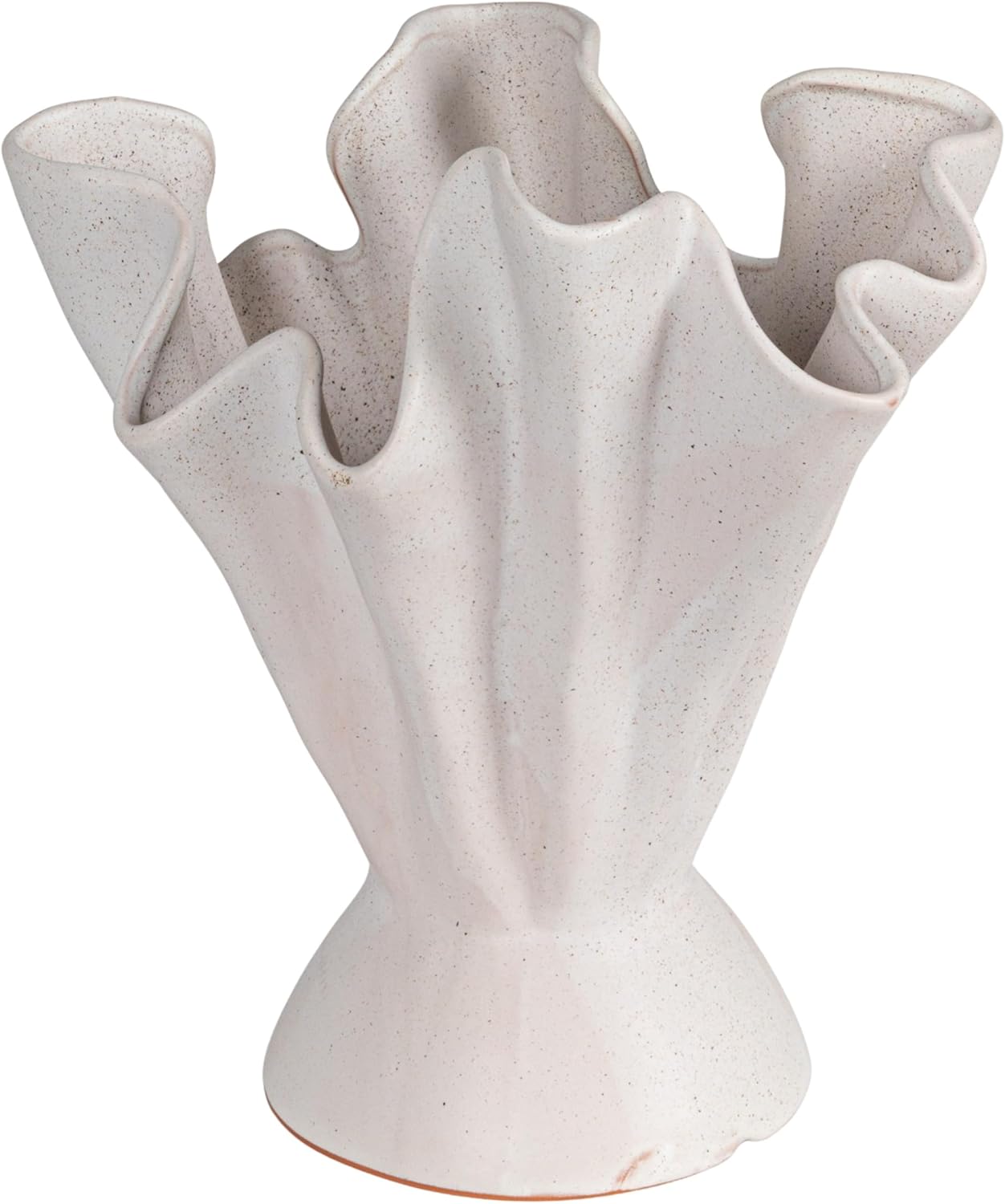 Bloomingville Stoneware Ruffled Vase, Cream