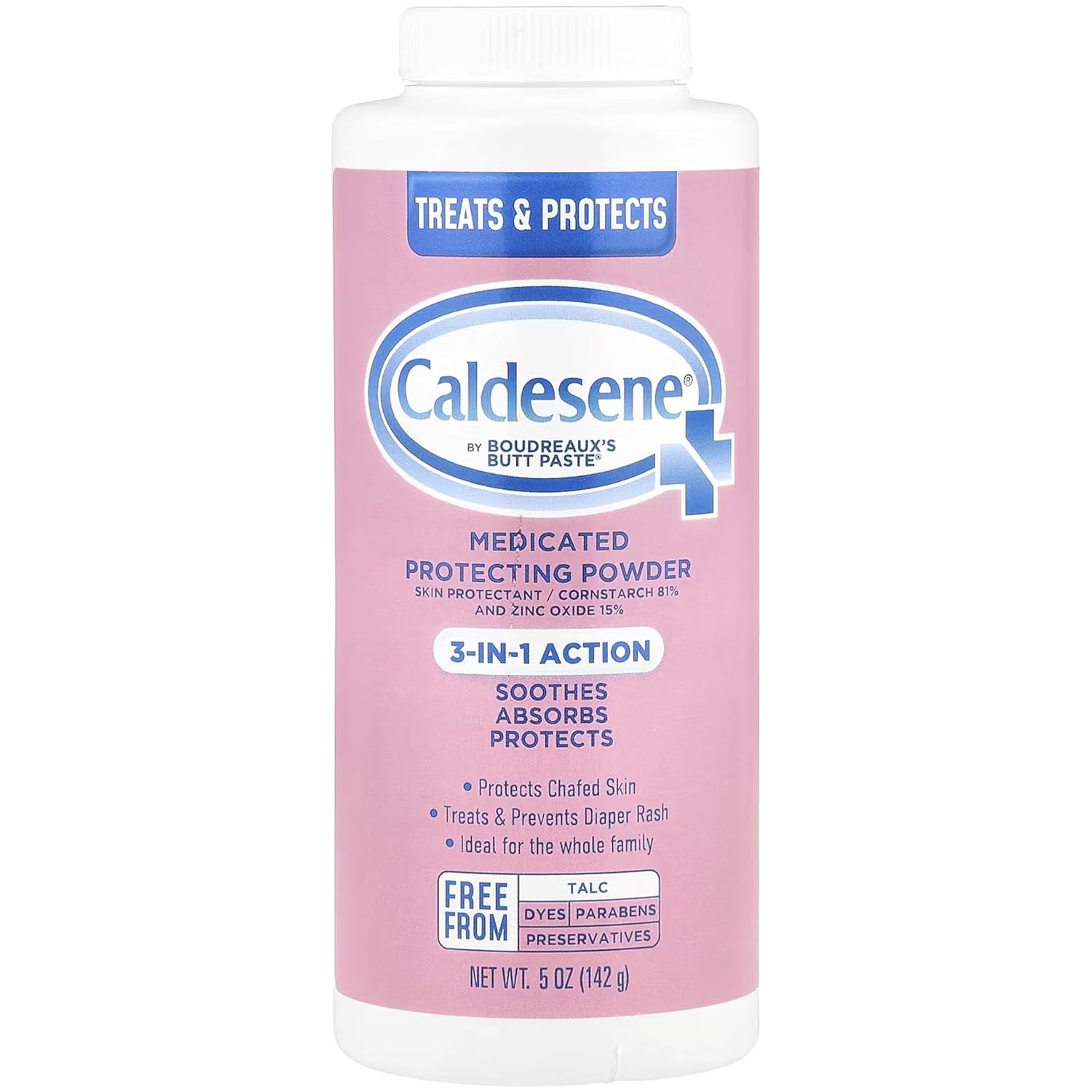 Caldesene Medicated Protecting Powder with Zinc Oxide & Cornstarch-Talc Free, 5 Ounce (3 Pack)